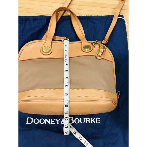Vtg Dooney & Bourke Cabriolet Canvas Vacchetta Leather Domed Satchel & Dust Bag - Picture 14 of 16